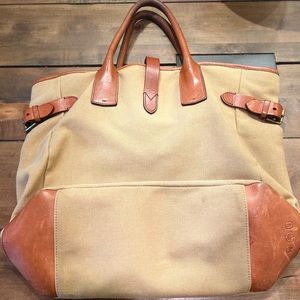Polo Ralph Lauren Purple Label Collection Canvas Leather Travel Italy Hand Bag